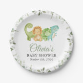 Assiettes En Carton Dinosaures mignons, T-Rex, Jurassique, Baby shower (Devant)