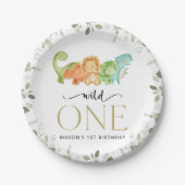 Assiettes En Carton Dinosaures mignons, T-Rex, Jurassique, Premier Ann (Devant)