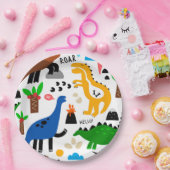 Assiettes En Carton Dinosaures motif transparent (Fête)