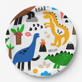 Assiettes En Carton Dinosaures motif transparent