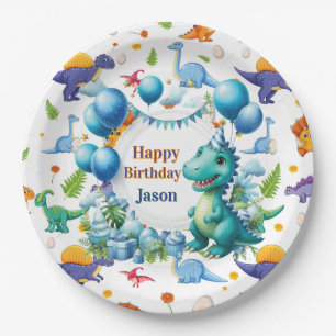 Assiettes En Carton Dinosaures personnalisés