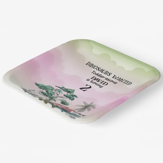 Assiettes En Carton Dinosaures Recherché Toddler 2e. Anniversaire (Angulaire)