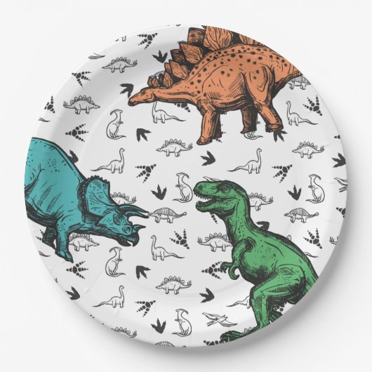 Assiettes En Carton Dinosaures Stomp Chomp Roar Anniversaire Motif de (Devant)