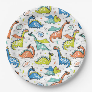 Assiettes En Carton Dinosaures super-héros mignons
