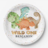 Assiettes En Carton Dinosaures Wild One Jurassic 1er Anniversaire Papi (Devant)
