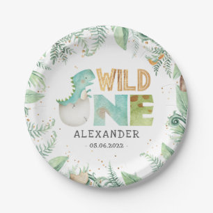 Assiettes En Carton Dinosaures Wild Un 1er Anniversaire Plaque Papier