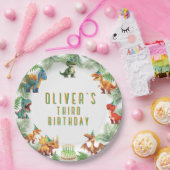 Assiettes En Carton Dinsoaur anniversaire, aquarelle t-rex, plaque de  (Fête)