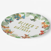 Assiettes En Carton Dinsoaur anniversaire, aquarelle t-rex, plaque de  (Angle)