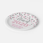 Assiettes En Carton Diplôme Confetti d'Argent rose 2020 (Angle)
