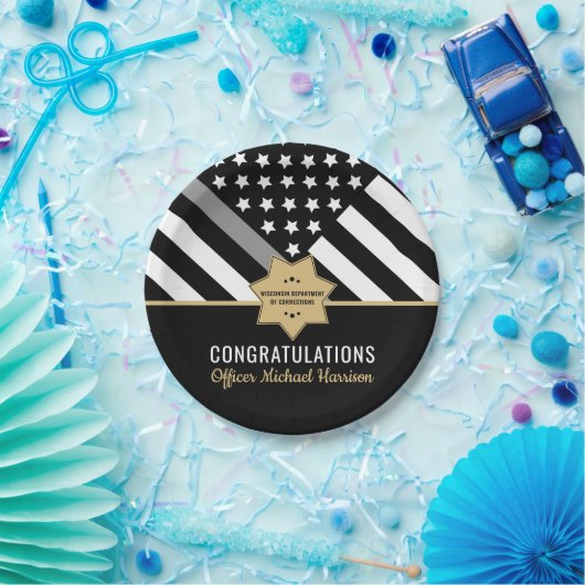 Assiettes En Carton Diplôme d'agent correctionnel Ligne mince d'argent (Fête)