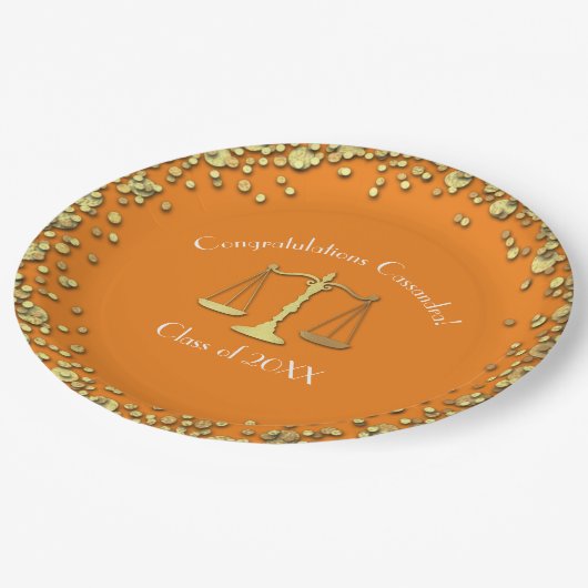 Assiettes En Carton Diplôme d'avocat Orange Gold (Angle)