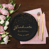 Assiettes En Carton Diplômé de la fête d'or noir
