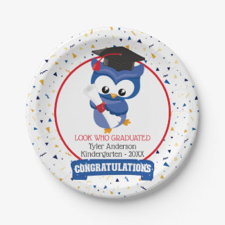 Assiettes En Carton Diplômé de la maternelle Blue Owl
