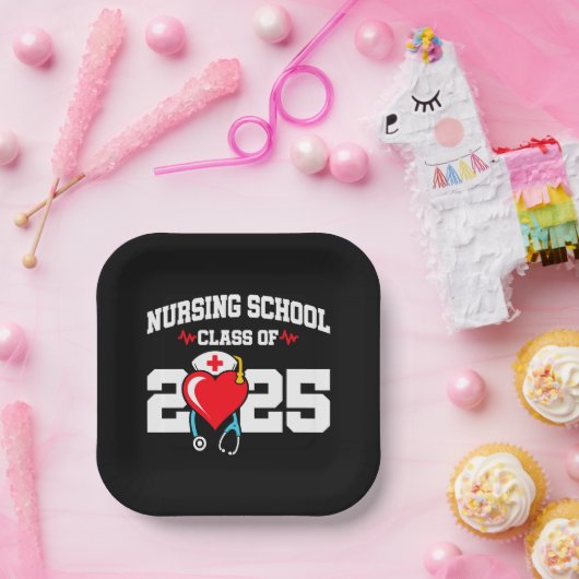 Assiettes En Carton Diplômé de l'école de soins infirmiers 2025 Diplôm (Fête)