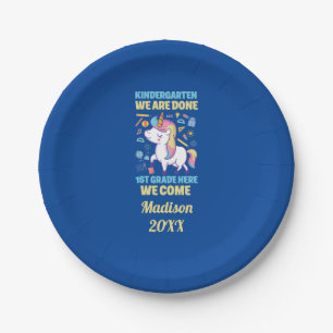 Assiettes En Carton Diplômé de maternelle Licorne 1re année