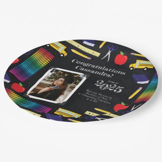 Assiettes En Carton Diplôme d'enseignement Chalkboard Portrait (Angle)