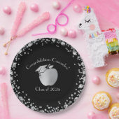 Assiettes En Carton Diplôme d'enseignement Noir Argent (Fête)