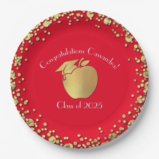 Assiettes En Carton Diplôme d'enseignement Red Gold (Devant)