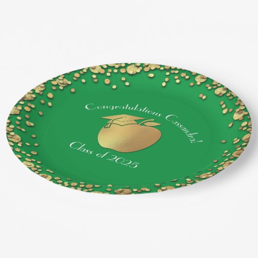 Assiettes En Carton Diplôme d'enseignement Vert Or (Angle)