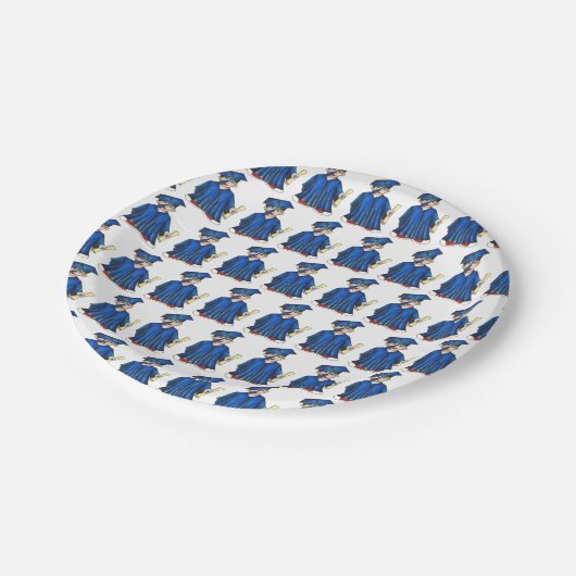 Assiettes En Carton Diplôme d'études supérieures Casquette bleu Diplôm (Angle)