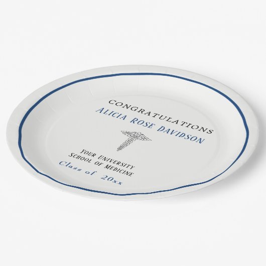 Assiettes En Carton Diplôme, École Médicale, Caduceus, (Angle)