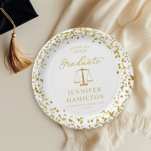 Assiettes En Carton Diplômé Élégant Or Blanc Remise des Diplômes de Dr
