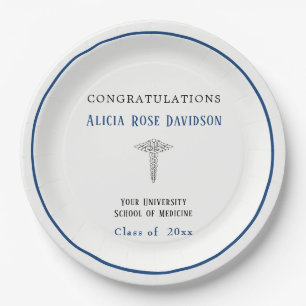 Assiettes En Carton Diplôme, Faculté de Médecine, Caducée,