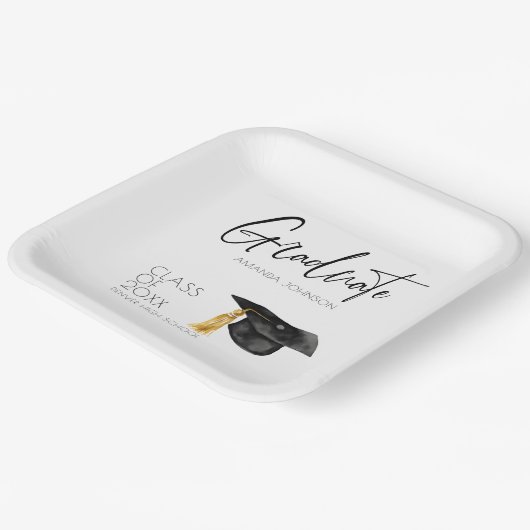 Assiettes En Carton Diplômé manuscrit de script (Angulaire)