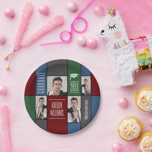 Assiettes En Carton Diplômé Moderne Personnalisé Photo Collage Plaque  (Fête)