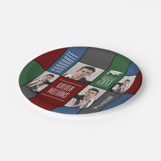 Assiettes En Carton Diplômé Moderne Personnalisé Photo Collage Plaque  (Angle)