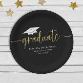 Assiettes En Carton Diplômé Moderne Simple Gold Graduation Cap