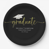 Assiettes En Carton Diplômé Moderne Simple Gold Graduation Cap (Devant)
