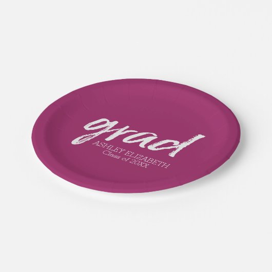 Assiettes En Carton Diplômé moderne sur mesure Berry Polka Dot (Angle)