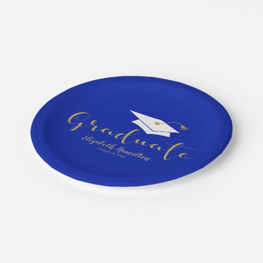 Assiettes En Carton Diplômé Parties scintillant or mignonne Calligraph (Angle)