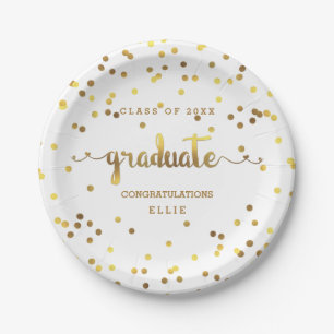 Assiettes En Carton Diplômé personnalisé de confettis de feuille d'