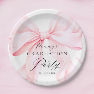 Assiettes En Carton Diplôme Ruban Rose 