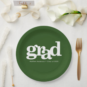 Assiettes En Carton Diplôme vert typographie audacieuse moderne simple