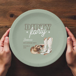 Assiettes En Carton Dirty Quarty Western Rodeo 40e fête d'anniversaire
