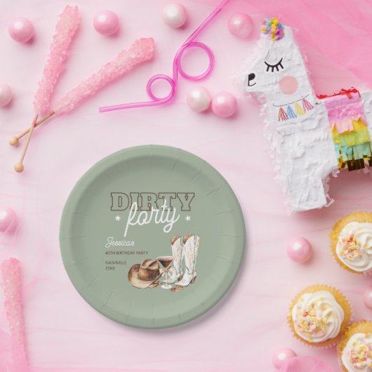 Assiettes En Carton Dirty Quarty Western Rodeo 40e fête d'anniversaire (Fête)