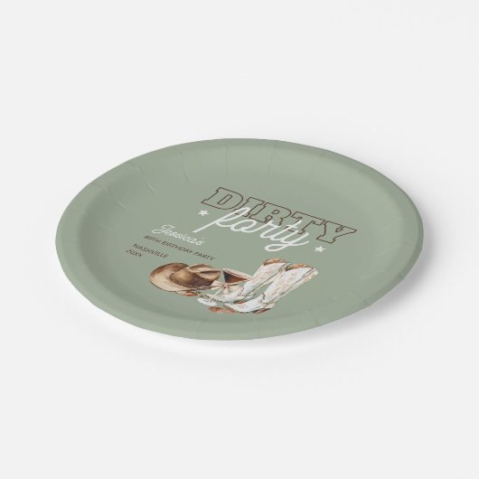 Assiettes En Carton Dirty Quarty Western Rodeo 40e fête d'anniversaire (Angle)