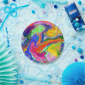 Assiettes En Carton Disco Ball Electricity Marble Fluid Art (Fête)