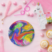 Assiettes En Carton Disco Ball Electricity Marble Fluid Art (Fête)