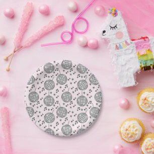 Assiettes En Carton Disco Balls et notes musicales