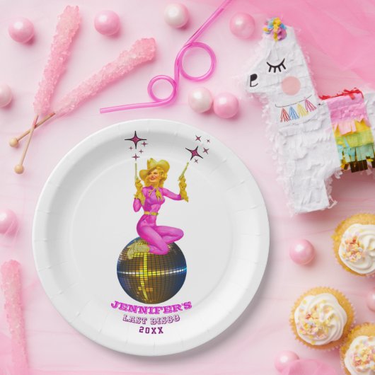 Assiettes En Carton Disco Cowgirl Retro Bachelorette fête (Fête)