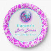 Assiettes En Carton Disco Empreinte de léopard rose Retro Danse Annive (Devant)