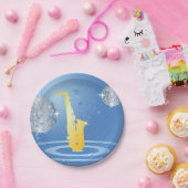 Assiettes En Carton Disco Jazz Saxophone Balls de Miroir Étincelant (Fête)