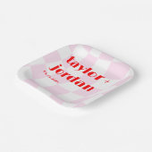 Assiettes En Carton Disco Motif rétro Typographie en gras Rouge rose (Angulaire)