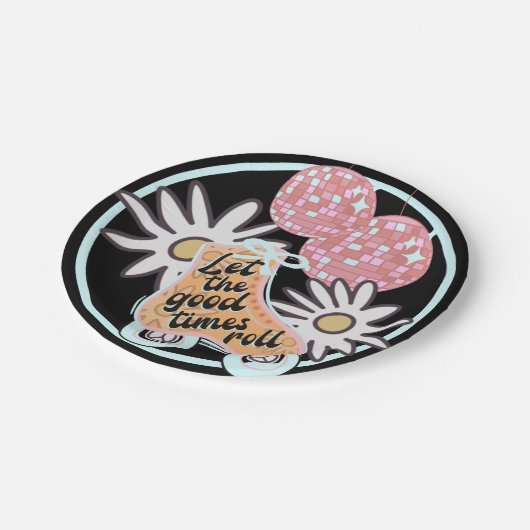 Assiettes En Carton Disco Roller Skate Party (Angle)