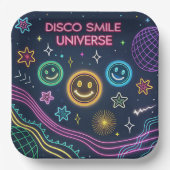 Assiettes En Carton Disco Smile Universe – Funky Neon Celebration Art (Recto)