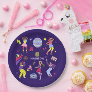 Assiettes En Carton Discoball super Roller Disco Party Retro 80s